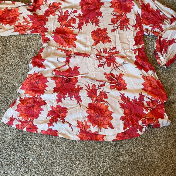 NWT Free People Sand & Red Floral Dress - Picture 11 of 13